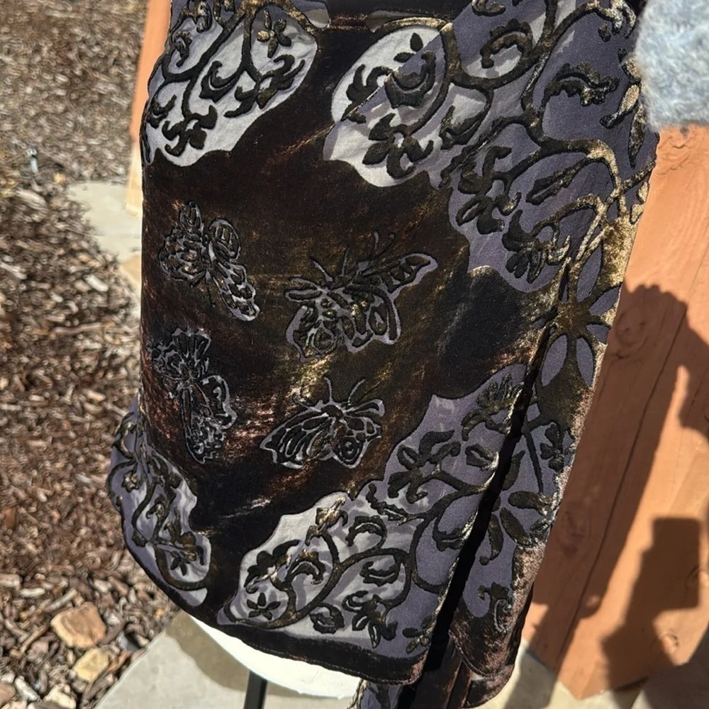 Kevin O’Brien Studio Silk Blend Velvet Burnout Butterflies Large Scarf Wrap